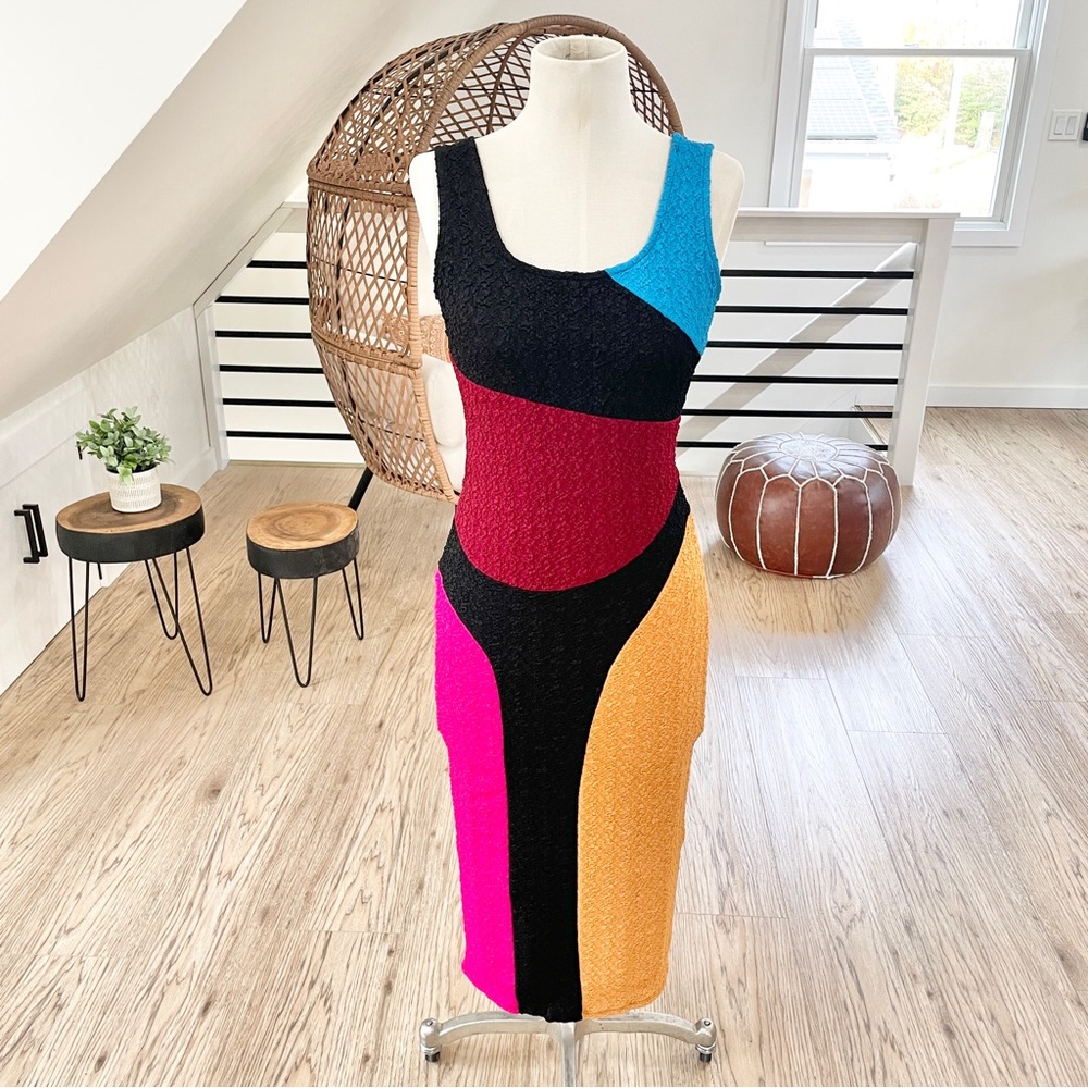 M L XL Colorful, bodycon, midi, stretchy dress